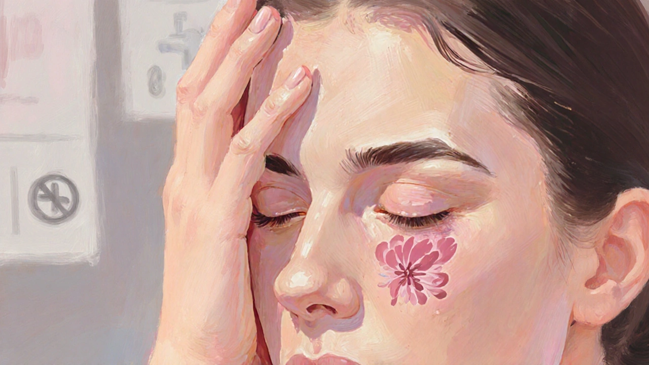 Ruka se zadržuje nad čerstvou jizvou po operaci.