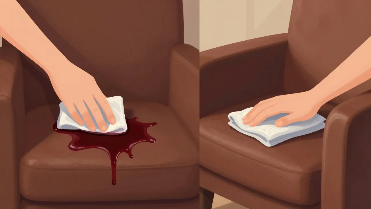 Lehké čištění koženého křesla mírným mýdlem a kondicionérem pro kůži.