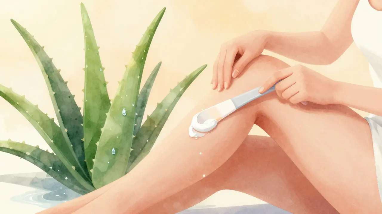 Použití depilačního krému pro citlivou pokožku s aloe verou