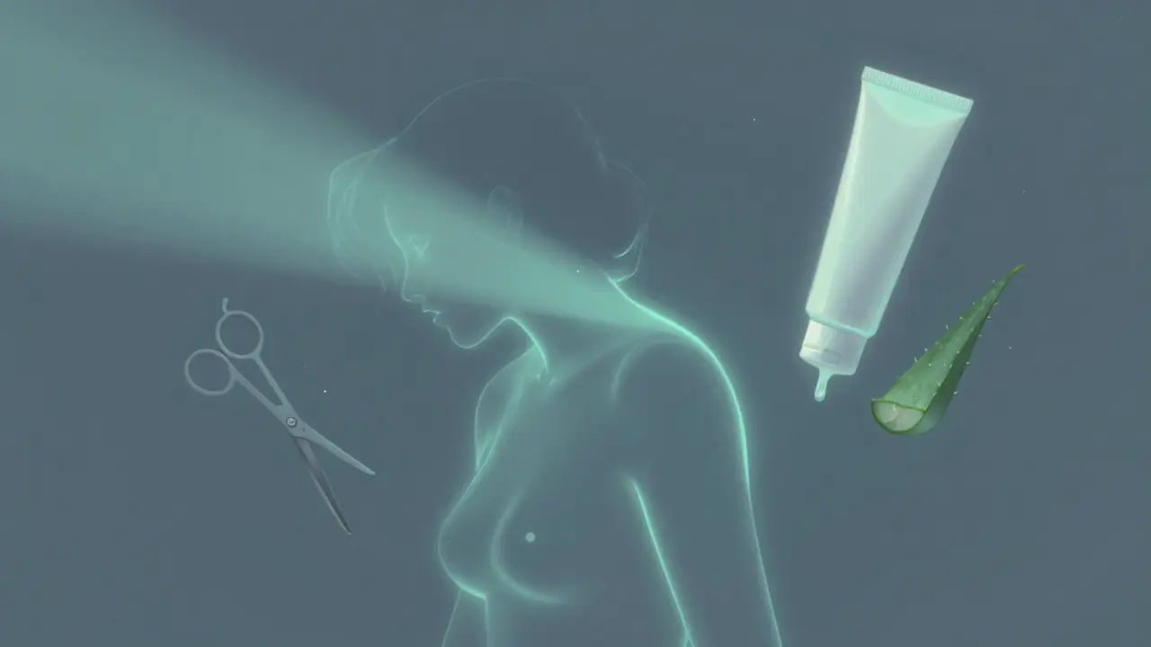 Symbolický obraz klidné a bezpečné depilace s přirozenými prvky