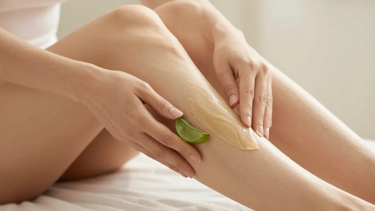 Aplikace aloe vera gelu po epilaci s hydratačním krémem