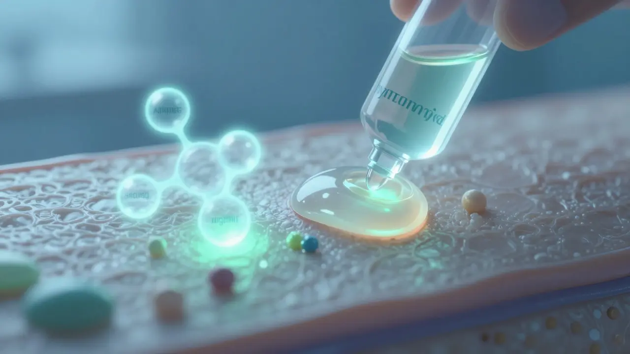 Gel s aktivními látkami podporujícími hojení kůže.