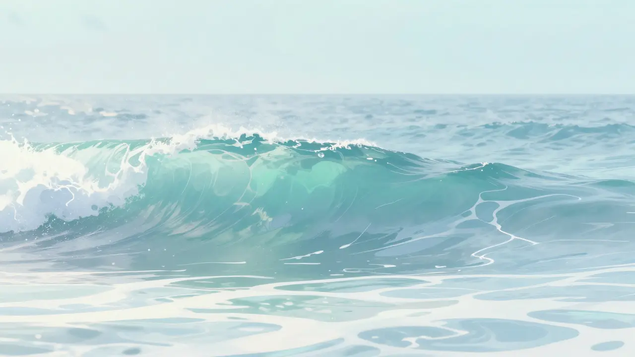 Abstraktní čistá mořská vlna představující udržitelný a bezpečný zdroj.