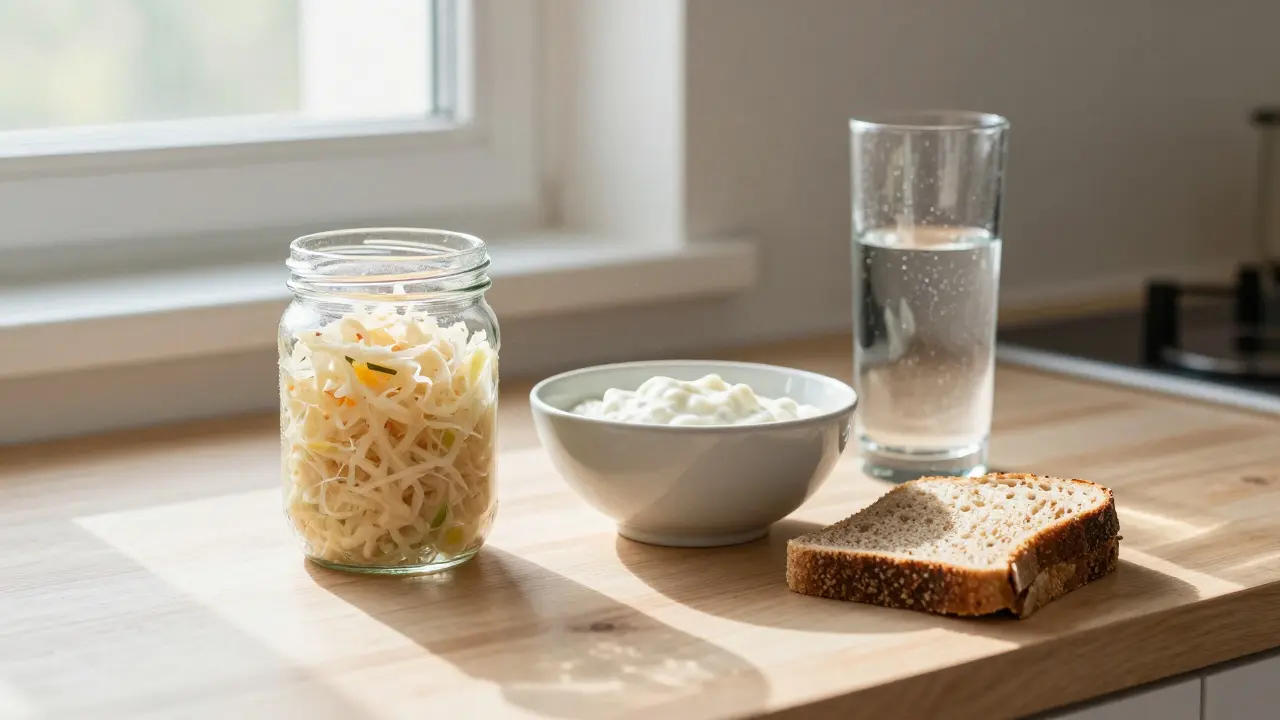 Denní světlo osvětluje přírodní potraviny pro zdravé střevo