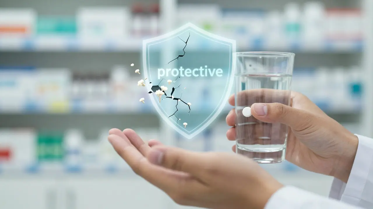 Konceptuální obraz znázornující narušenou ochrannou bariéru mikrobiomu.