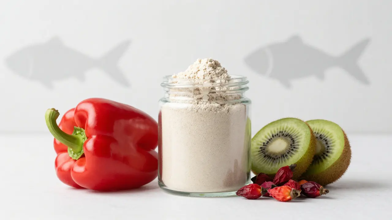 Mořský kolagen v prášku s paprikou a kiwi pro vitamin C