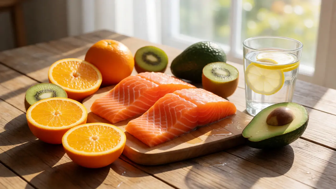 Čerstvé potraviny bohaté na omega-3 a vitamíny pro klouby
